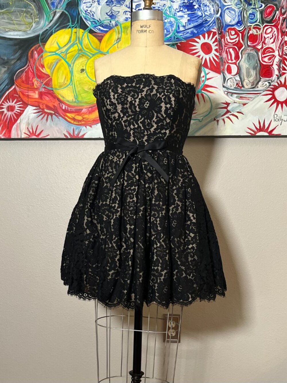 Robert Rodriguez for Neiman Marcus Target Black Lace Strapless Cocktail Dress - Picture 2 of 11